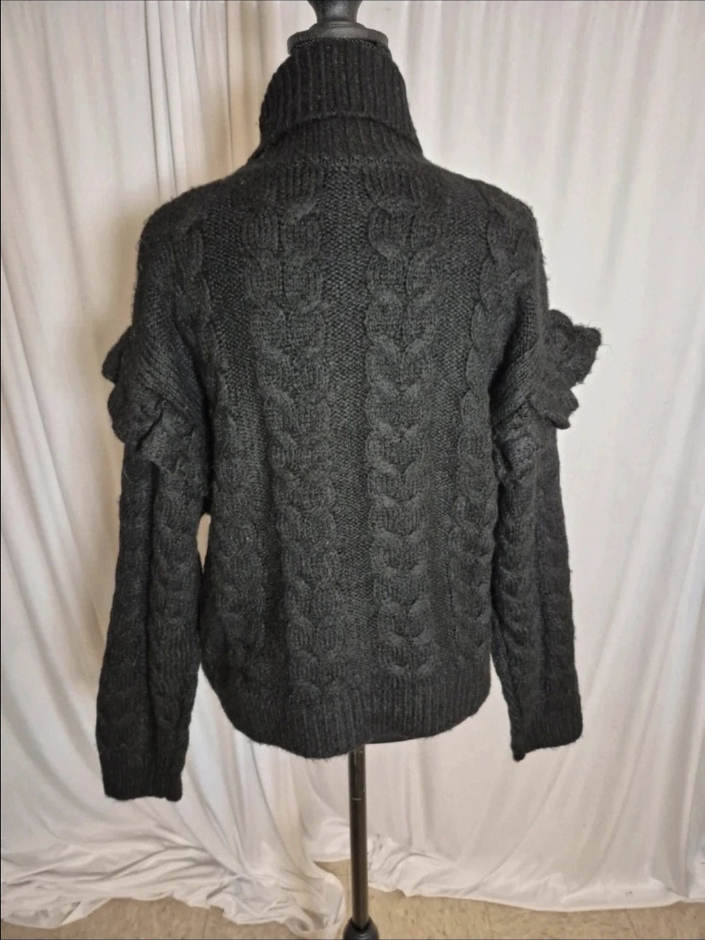 Joe's Jeans Black Cable Knit Turtleneck Sweater